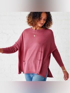 Mersea Catalina Crewneck Mini Pocket Sweater in Mauve size OS